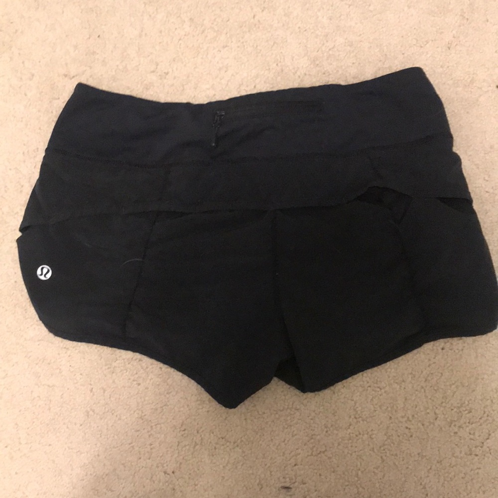 SOLD Lululemon black speed up short size 4